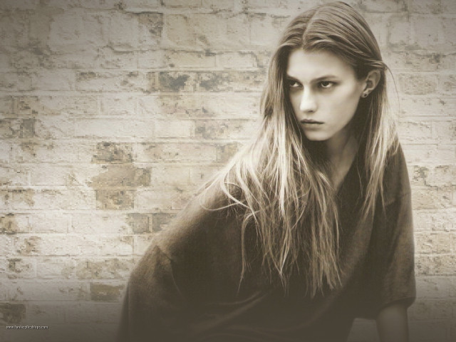 Woman long hair brick wall #12 free wallpaper - medium preview image