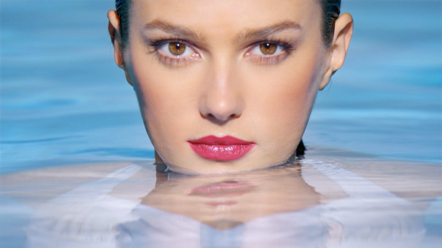 Woman red lip black hair free wallpaper - medium preview image
