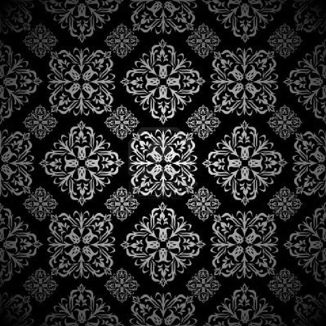 Black white floral pattern leaves free wallpaper - medium preview image