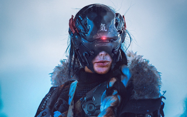 Afrofuturism biopunk cyberpunk masked man free wallpaper - medium preview image