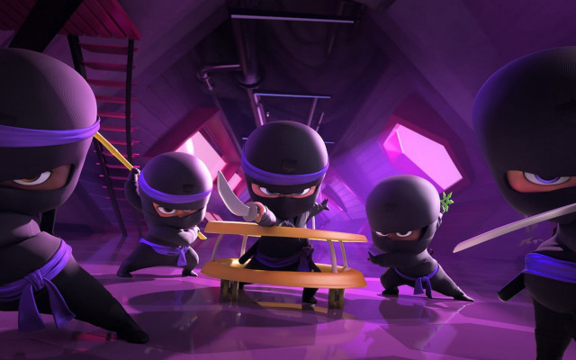Ninjas purple room ladder masks free wallpaper - medium preview image
