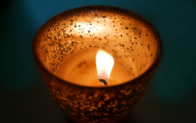 Lit candle dark room blue free wallpaper - medium preview image