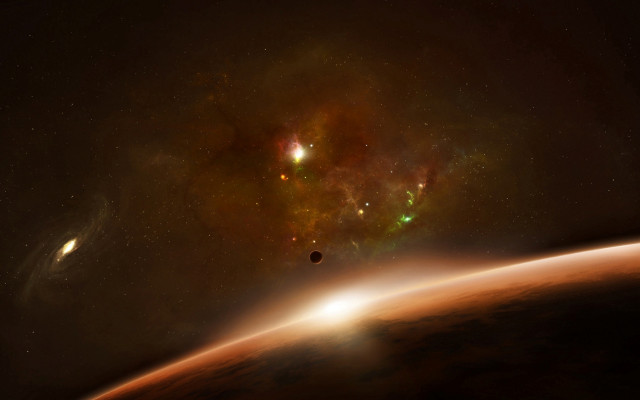 Distant planet bright light space free wallpaper - medium preview image