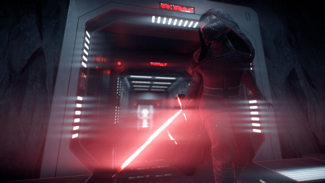 Futuristic spacewoman light saber red free wallpaper - medium preview image