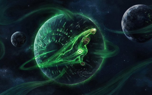 Green alien planetary space art free wallpaper - medium preview image