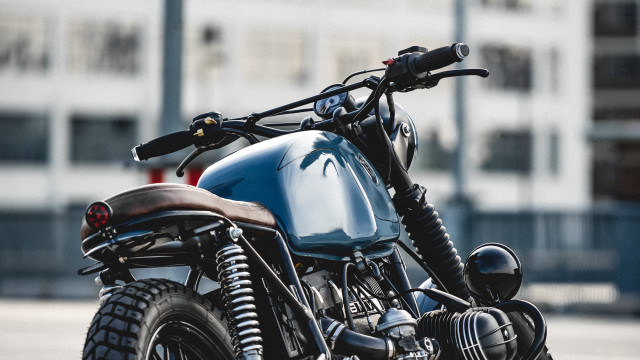 Blue motorcycle road building clock free wallpaper - medium preview image