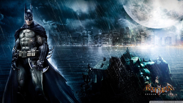 Batman standing in rain city free wallpaper - medium preview image
