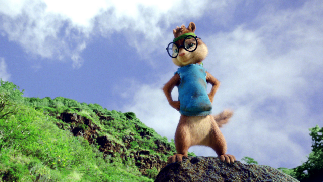 Cartoon squirrel glasses rock sky free wallpaper - medium preview image