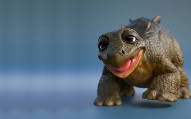 Toy turtle smile blue surface free wallpaper - medium preview image