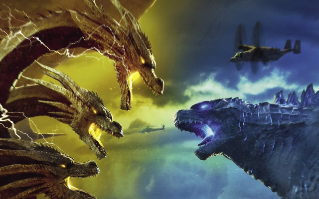 Godzilla kaiju battle plane sky free wallpaper - medium preview image