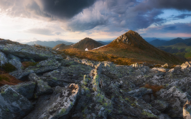 Mountain range cloudy sky rocks free wallpaper - medium preview image