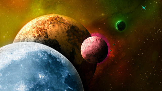 Colorful space planets stars moon #2 free wallpaper - medium preview image