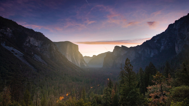 Mountain range sunset trees lake #2 free wallpaper - medium preview image