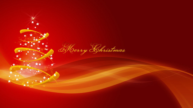 Christmas tree stars gold ribbon free wallpaper - medium preview image