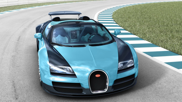 Blue bugatti race track grass free wallpaper - medium preview image