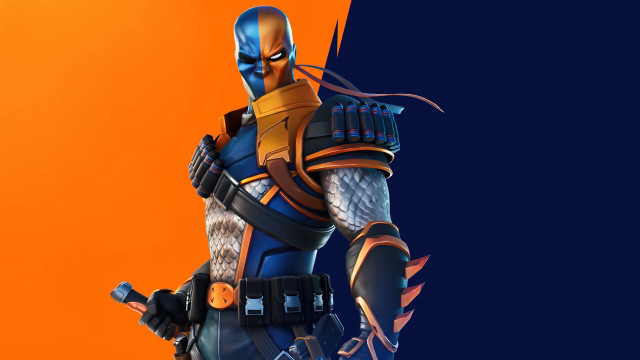 Fortnix character orange blue background free wallpaper - medium preview image