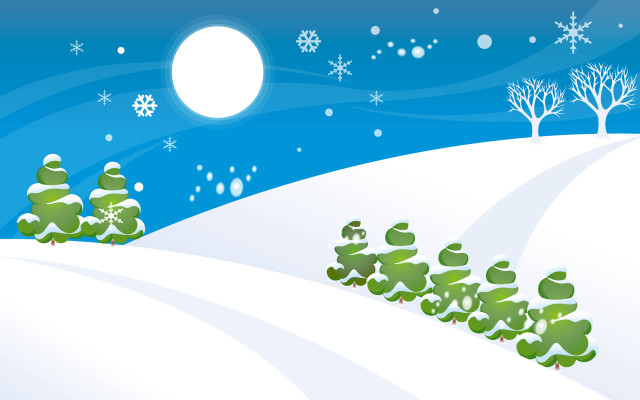 Snowy landscape trees snowflakes full free wallpaper - medium preview image