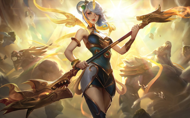 Fantasy woman sword monsters sky free wallpaper - medium preview image