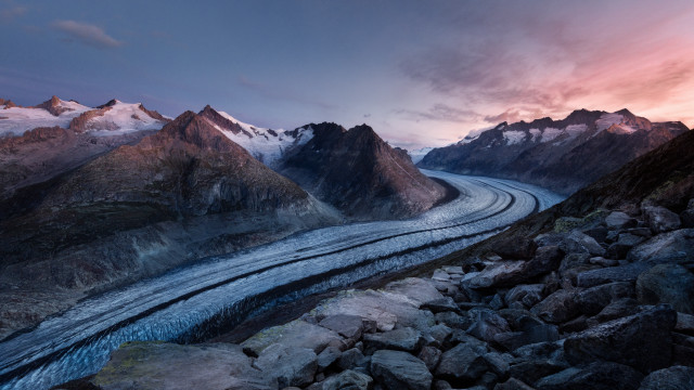 Mountain range river glacier pink free wallpaper - medium preview image
