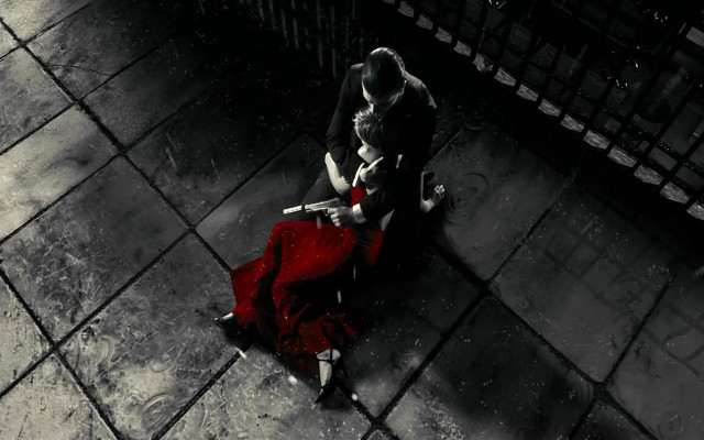 Couple bench dark room red free wallpaper - medium preview image
