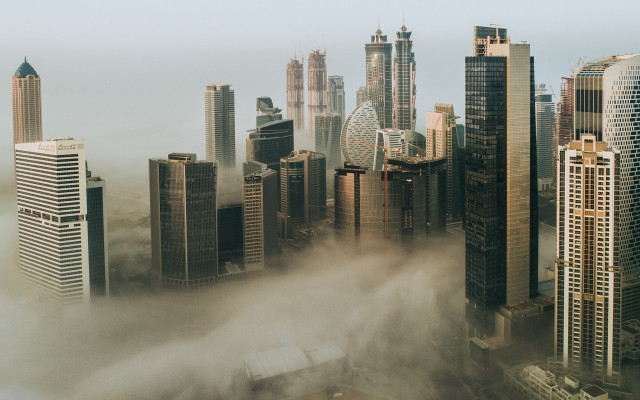 City fog neoism architecture bridge free wallpaper - medium preview image