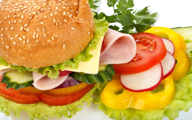Sandwich lettuce tomato meat salad free wallpaper - medium preview image