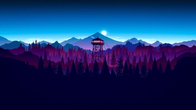 Mountain tower fullmoon night sky free wallpaper - medium preview image