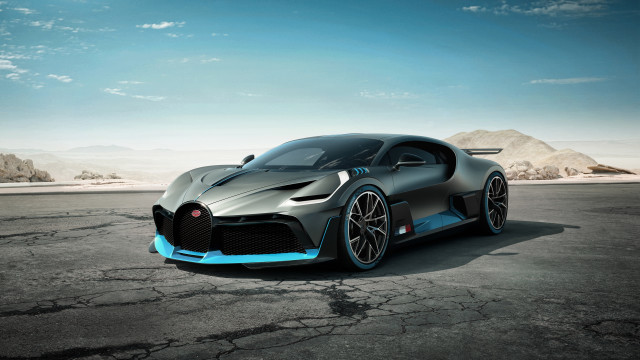 Bugatti desert mountains blue sky free wallpaper - medium preview image