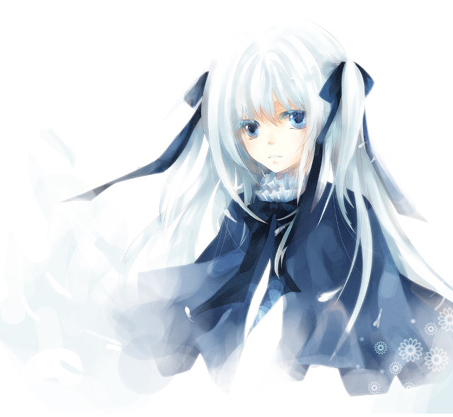 Anime whitehair blueeyes blackoutfit bowtie free wallpaper - medium preview image