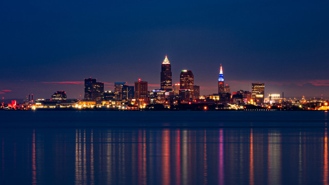 City skyline reflection night bright free wallpaper - medium preview image