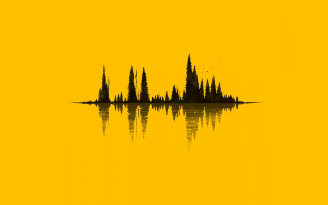 Yellow sky mountain silhouette fullmoon free wallpaper - medium preview image