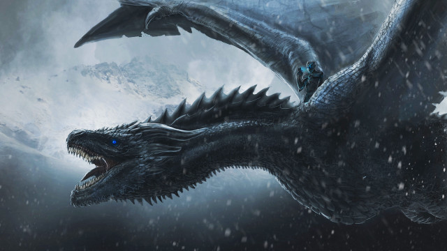 Dragon snow mountain night glowing free wallpaper - medium preview image