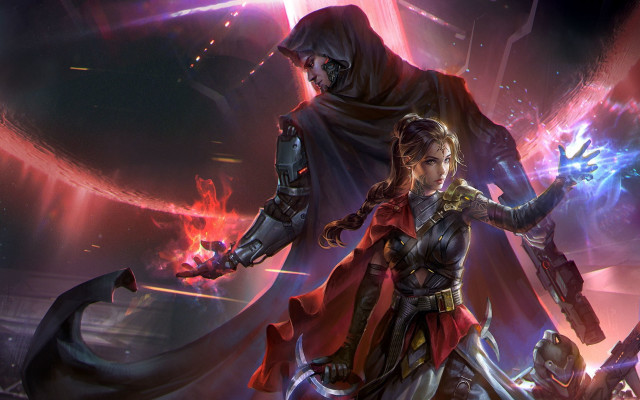 Demon couple fantasy armor fire free wallpaper - medium preview image