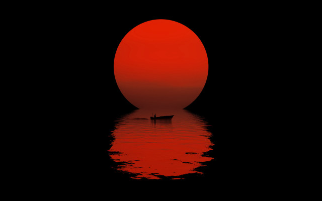 Boat sunset red sun moon #2 free wallpaper - medium preview image