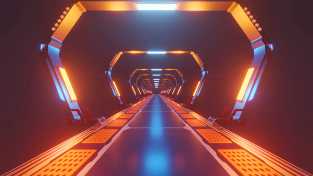 Tunnel bright light retrofuturism sunset free wallpaper - medium preview image