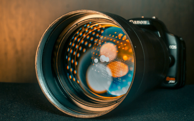 Camera lens flower reflection macro free wallpaper - medium preview image
