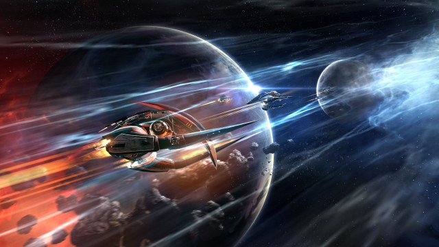 Space station starship planet starry free wallpaper - medium preview image