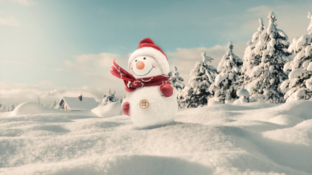 Snowman red scarf hat winter free wallpaper - medium preview image
