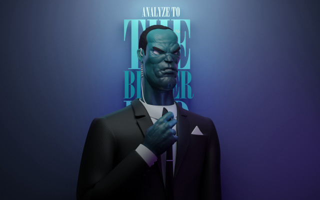 Man suit blue background glowing free wallpaper - medium preview image