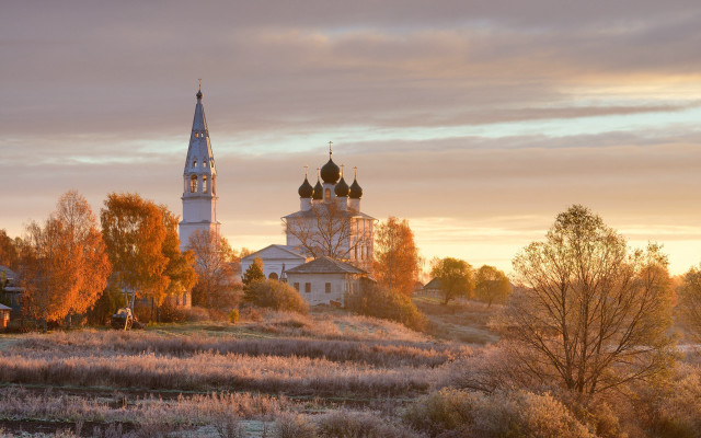 Church steeple clock tower autumn #2 free wallpaper - medium preview image