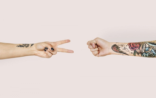 Hands tattoos gradient art language free wallpaper - medium preview image