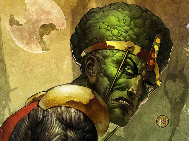 Green face red cape afrofuturism free wallpaper - medium preview image