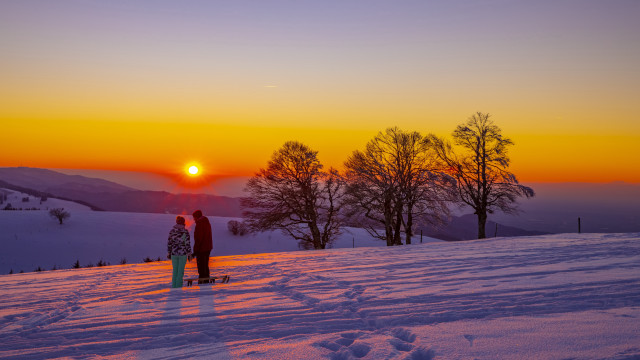Snowboarding sunset bernd fasching romanticism free wallpaper - medium preview image