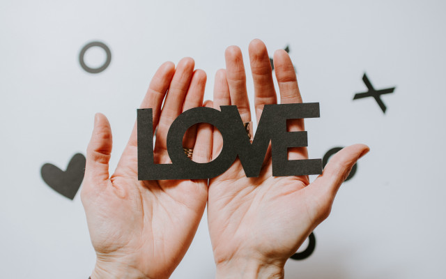 Love hands paper letterism gradient free wallpaper - medium preview image