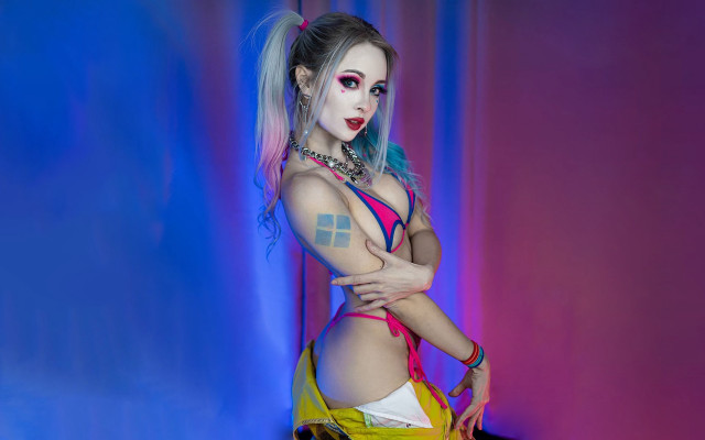 Woman makeup colorful outfit blue free wallpaper - medium preview image