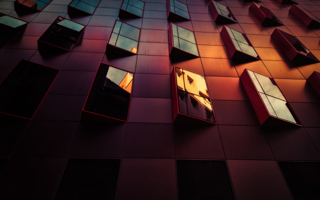 Building windows reflection cubist tiles free wallpaper - medium preview image