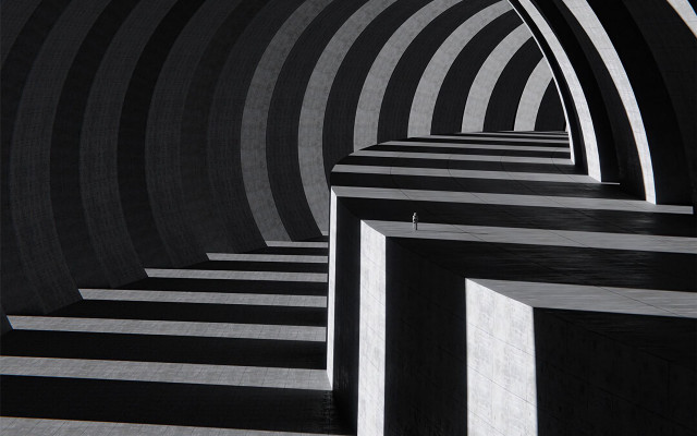 Black white curved building abstract free wallpaper - medium preview image