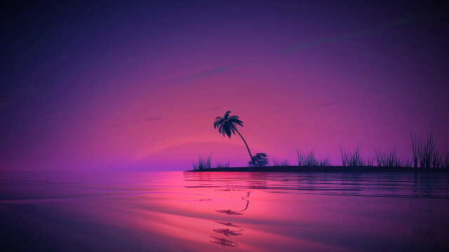Palm tree silhouette purple sunset #3 free wallpaper - medium preview image