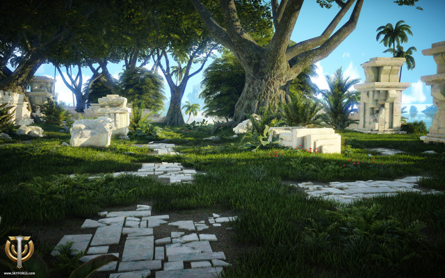 Stone garden trees rocks path free wallpaper - medium preview image