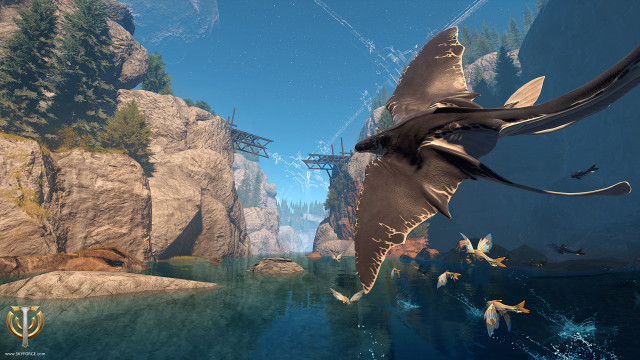 Large bird flying water forest free wallpaper - medium preview image